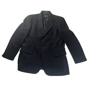Nautica Wool Cashmere Blazer‎ 41R Plaid Check Two Button Sport Coat Jacket Men's